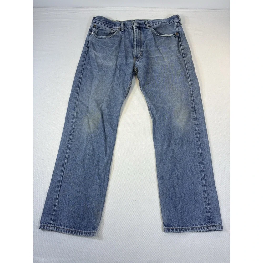 Levi's 505 Regular Fit Jeans Mens‎ 36x30 Blue Light Wash Straight Denim